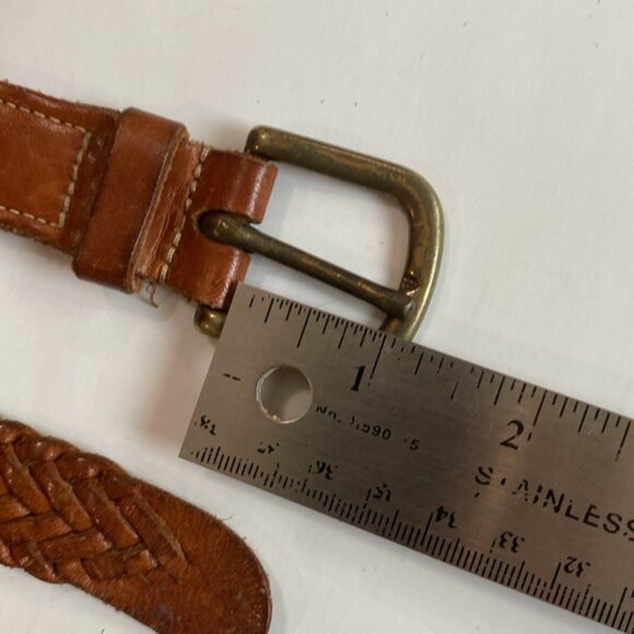 Banana Republic Braided Leather Belt, Brown Cognac, Brass Buckle size large - Picture 9 of 13